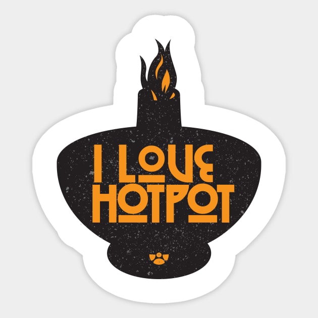 Hotpot Silouette - orange Sticker by ghud